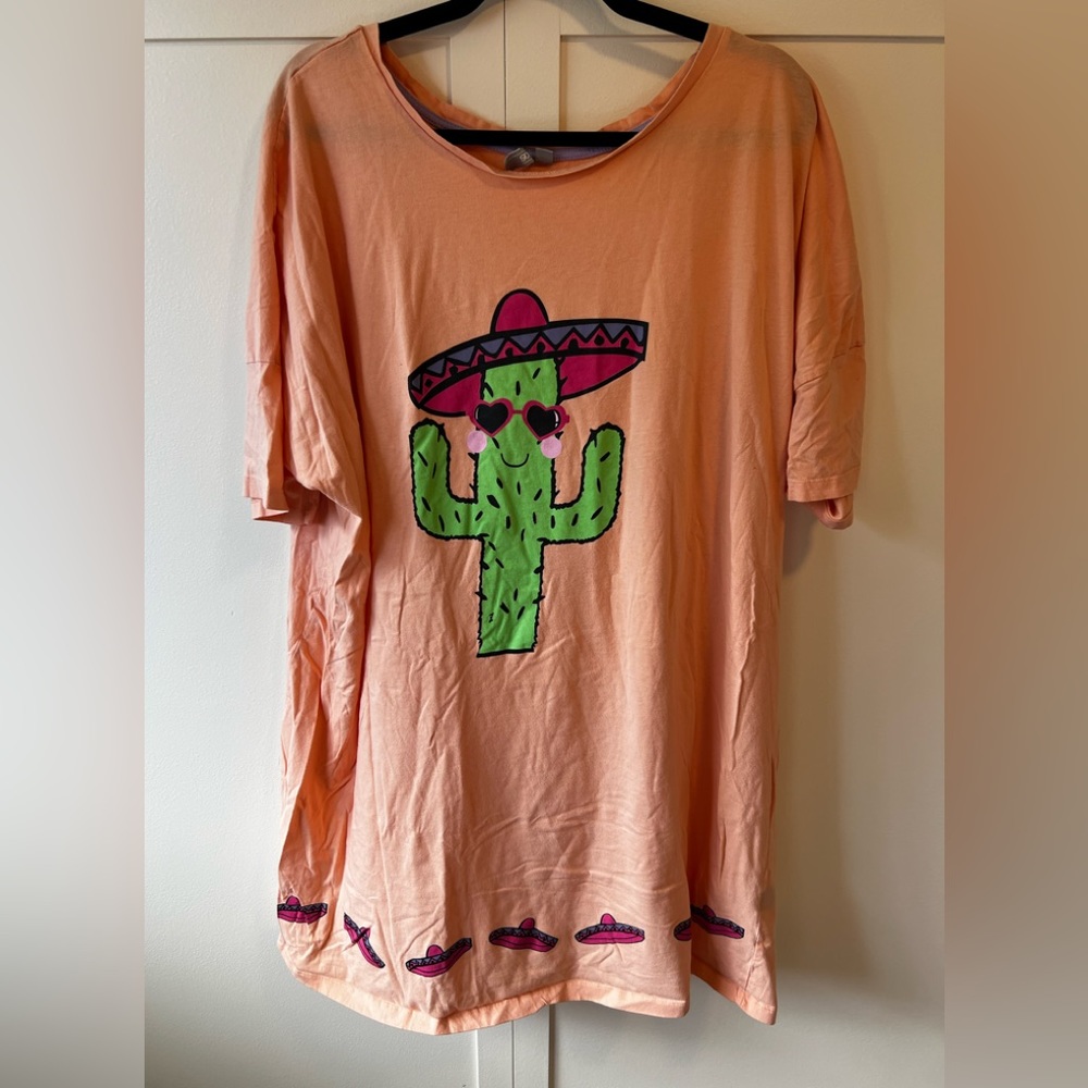 ASOS Women’s Plus Size Nightgown Sleep Shirt Cactus Sombero Size 18